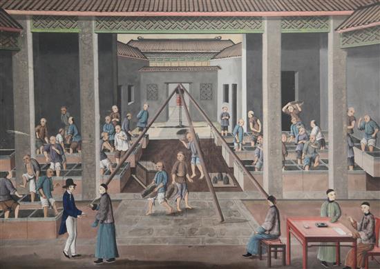 Late 18th century Chinese School, watercolour and gouache, set of four paintings